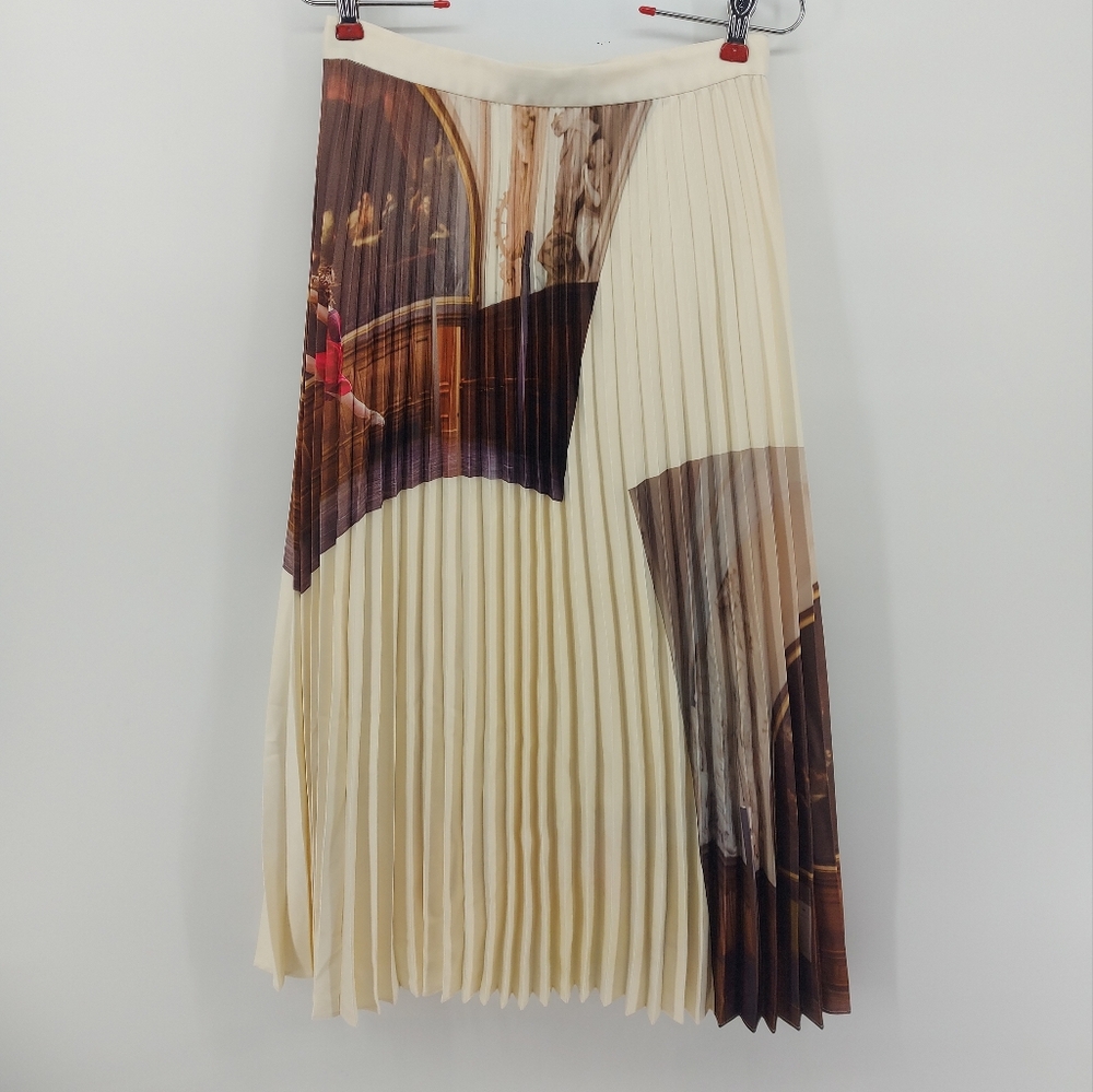 Mo & Co Edition Platnium pleated midi skirt with ballet dance print Size Medium - Picture 2 of 8